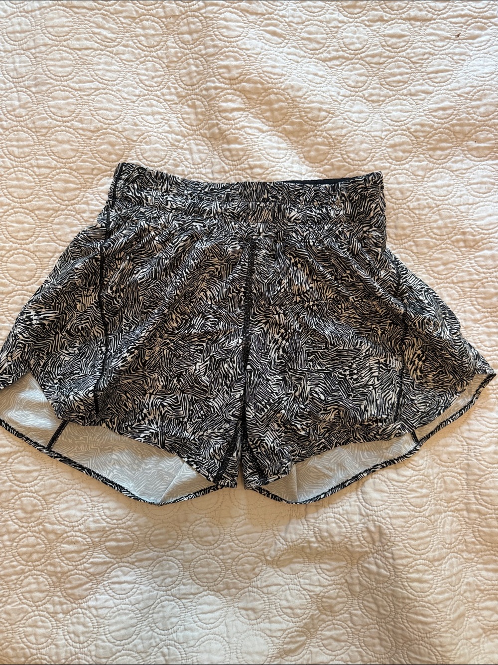 Women's Black & White LuluLemon Patterned Active Shorts
